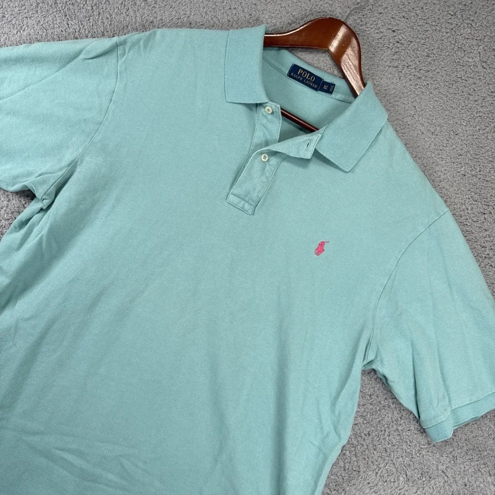 Polo Ralph Lauren Golf Shirt Mens XLT Light Blue 100% Cotton Preppy Office‎ Golf